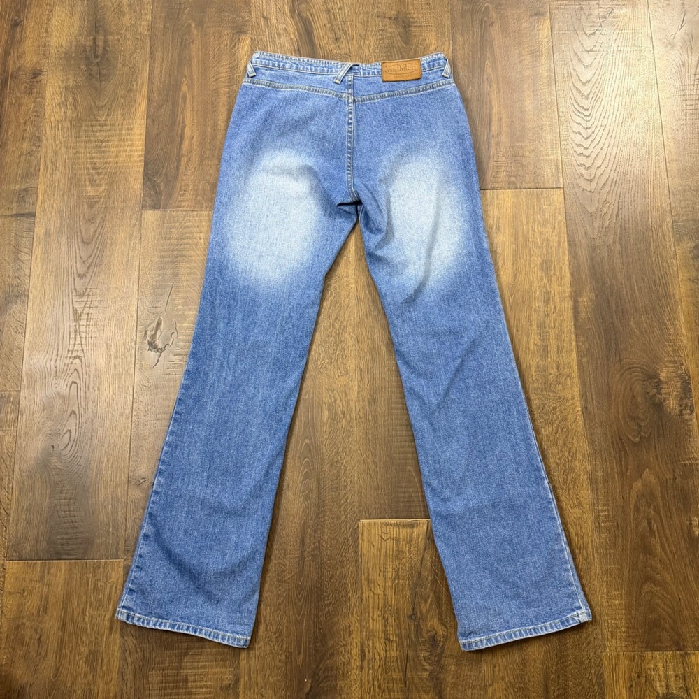 Vintage Y2K Von Dutch Women's 28x31 Graphic Flare Jeans BAD ZIPPER - Picture 9 of 12